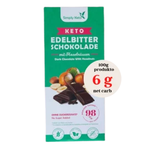 Juodasis šokoladas 60% su lazdynų riešutais KETO | Simply keto (125 g)