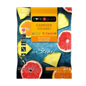 Citrusinių vaisių skonio saldainiai su stevija | Pure&Good (50 g)