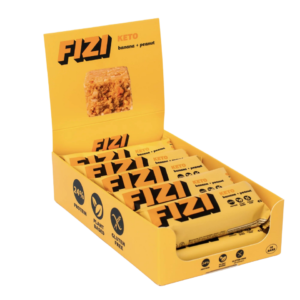KETO baltymininis batonėlis su liofilizuotais bananais ir linų sėmenimis (dėžutė) | Fizi (10×45 g)