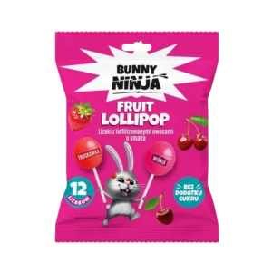 Braškių ir vyšnių skonio ledinukai be pridėtinio cukraus 12 vnt | Bunny Ninja (120 g)